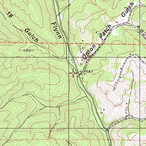 Topographic Map of Onion Patch Gulch, CA