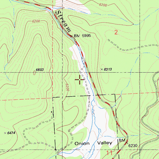 Topographic Map of Onion Valley, CA