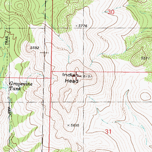 Topographic Map of Indian Head, AZ
