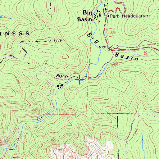 Topographic Map of Opal Creek, CA