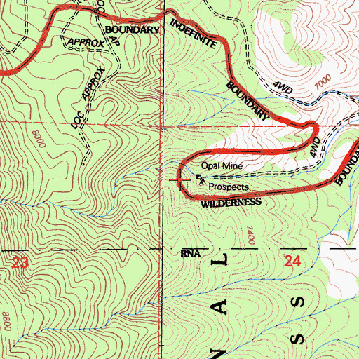 Topographic Map of Opal Mine, CA