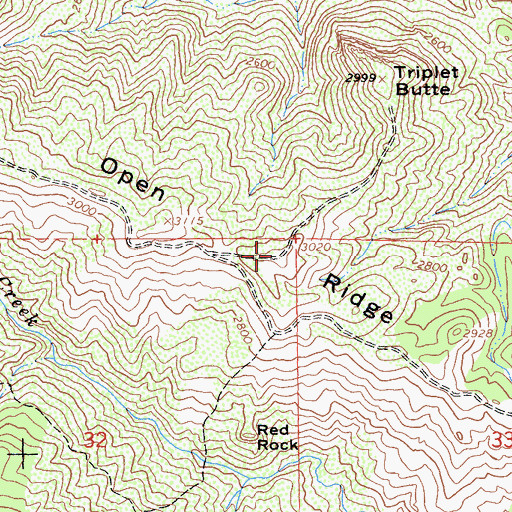 Topographic Map of Open Ridge, CA