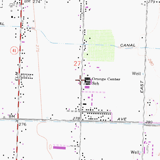 Topographic Map of Orange Center Elementary School, CA