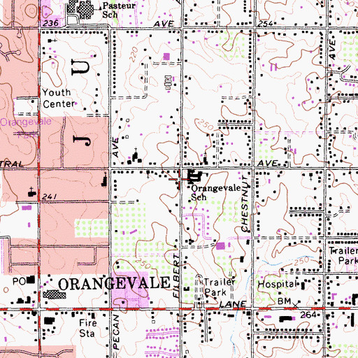 Topographic Map of Orangevale Open Elementary School, CA