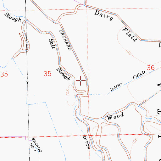 Topographic Map of Orchard Ditch, CA