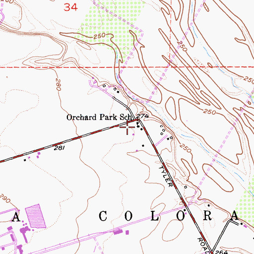 Topographic Map of Orchard Park School, CA
