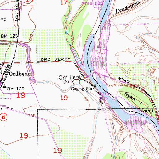 Topographic Map of Ord Ferry, CA