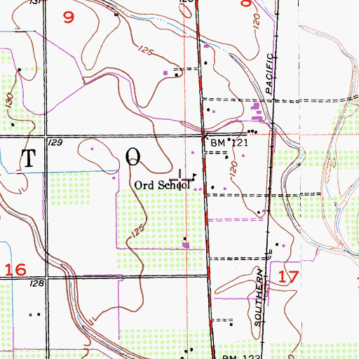 Topographic Map of Ord School, CA