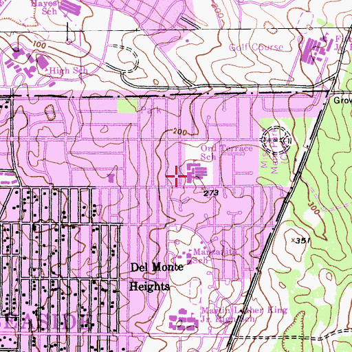 Topographic Map of Ord Terrace Elementary School, CA