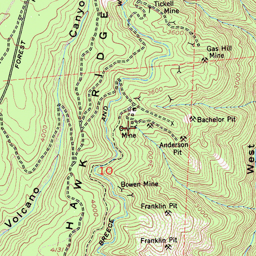 Topographic Map of Oro Mine, CA
