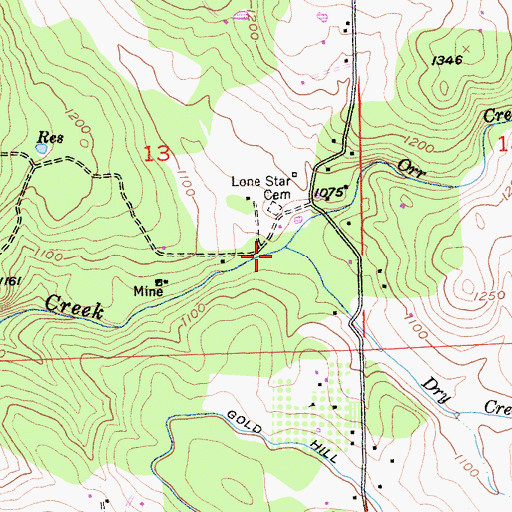 Topographic Map of Orr Creek, CA