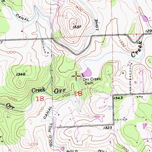 Topographic Map of Orr Creek Dam, CA
