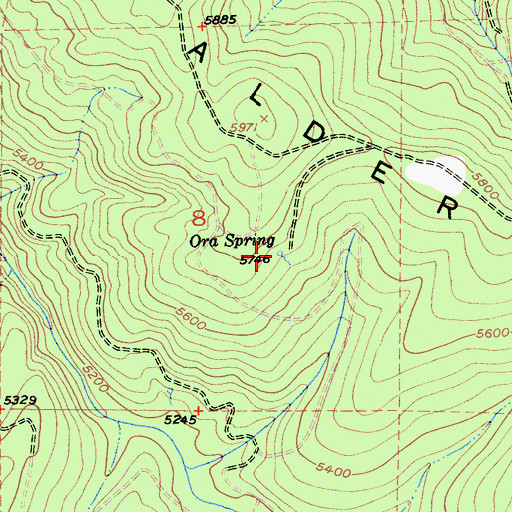 Topographic Map of Ora Spring, CA