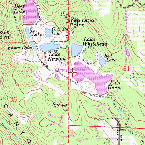 Topographic Map of Lake Orville, CA
