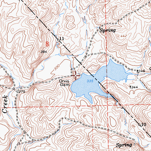 Topographic Map of Orvis Dam, CA