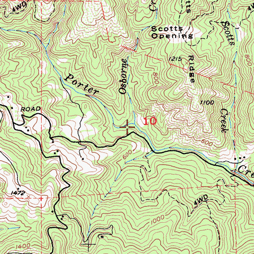 Topographic Map of Osborne Creek, CA
