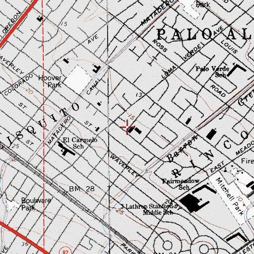 Topographic Map of Our Lady of the Rosary School, CA
