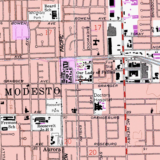 Topographic Map of Our Lady of Fatima Elementary School, CA