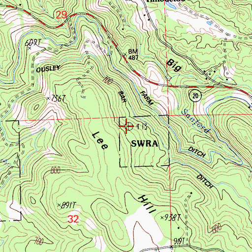 Topographic Map of Ousley Ditch, CA