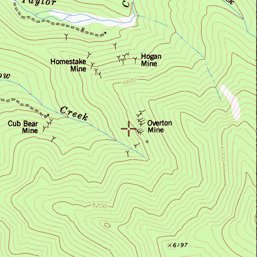 Topographic Map of Overton Mine, CA