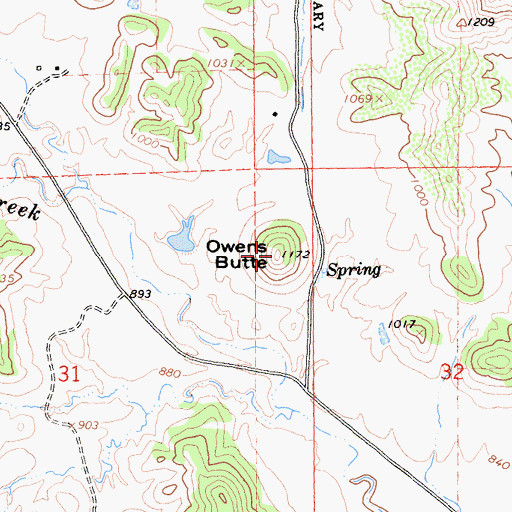 Topographic Map of Owens Butte, CA