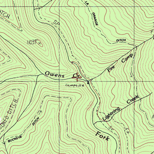 Topographic Map of Owens Creek, CA