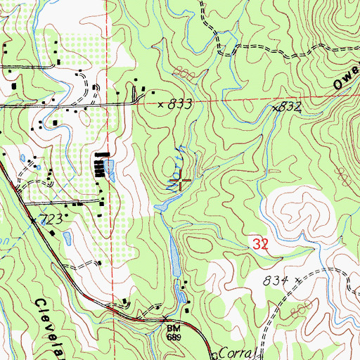 Topographic Map of Owens Ravine, CA