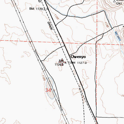 Topographic Map of Owenyo, CA