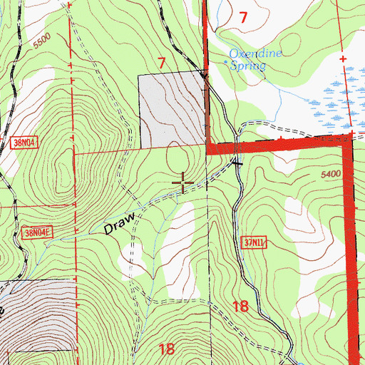 Topographic Map of Oxendine Draw, CA