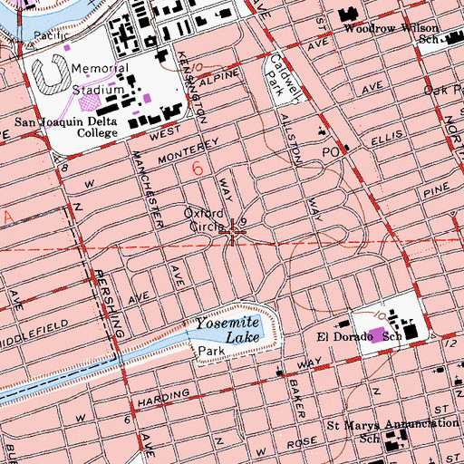 Topographic Map of Oxford Circle, CA