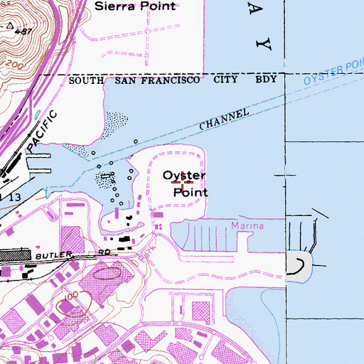 Topographic Map of Oyster Point, CA
