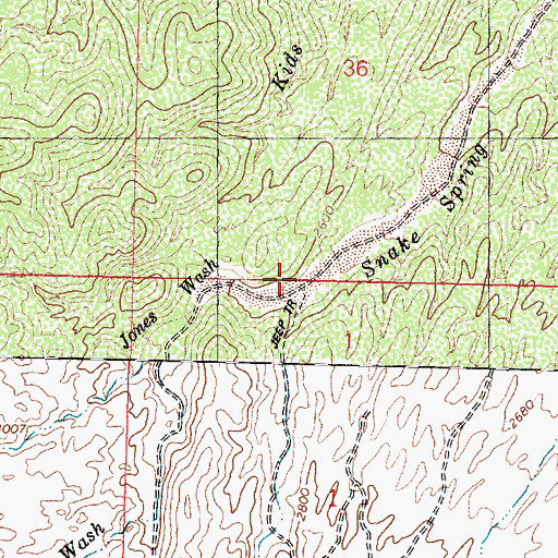 Topographic Map of Jones Wash, AZ