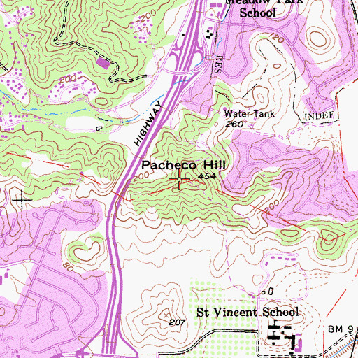 Topographic Map of Pacheco Hill, CA
