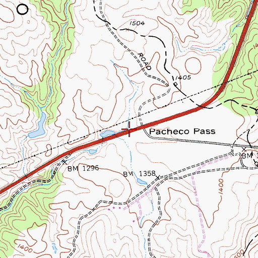 Topographic Map of Pacheco Pass, CA