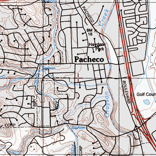 Topographic Map of Pacheco School, CA