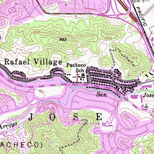 Topographic Map of Pacheco School, CA