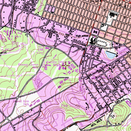Topographic Map of Pacific Grove High School, CA
