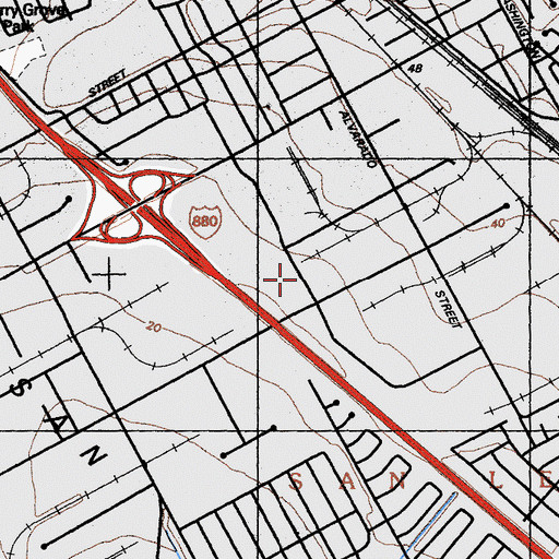 Topographic Map of Lincoln High School and Lighthouse Independent Study Center, CA