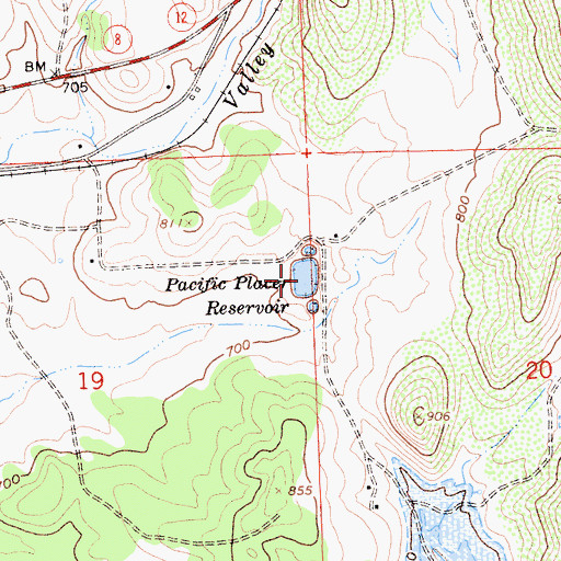 Topographic Map of Pacific Placer Reservoir, CA