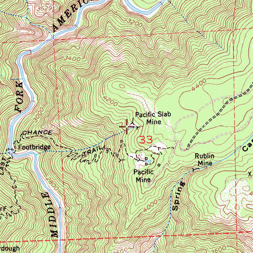 Topographic Map of Pacific Slab Mine, CA