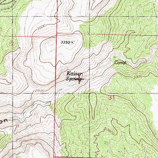 Topographic Map of Kaiser Spring, AZ