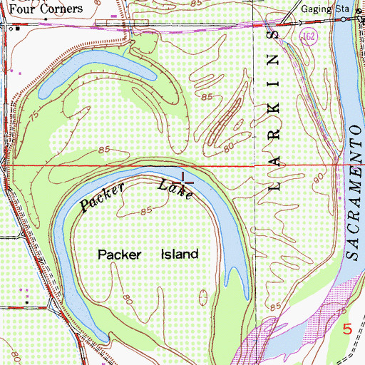 Topographic Map of Packer Lake, CA