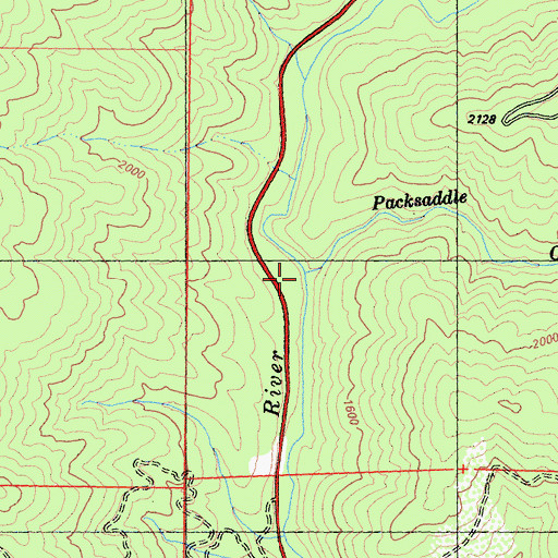 Topographic Map of Packsaddle Creek, CA