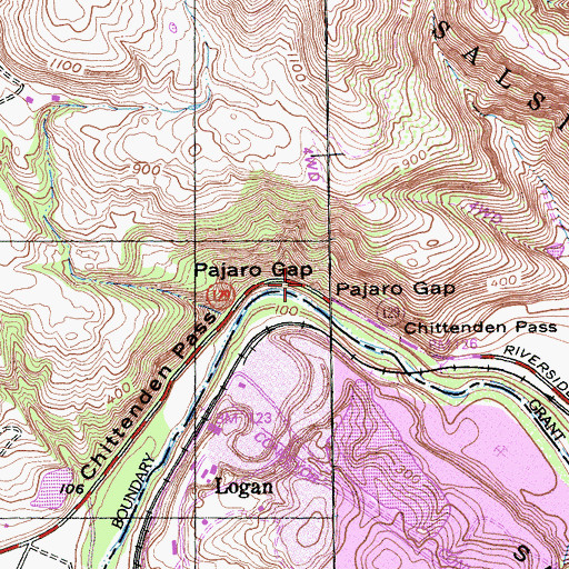 Topographic Map of Pajaro Gap, CA