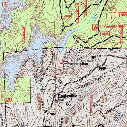 Topographic Map of Palace Mine, CA