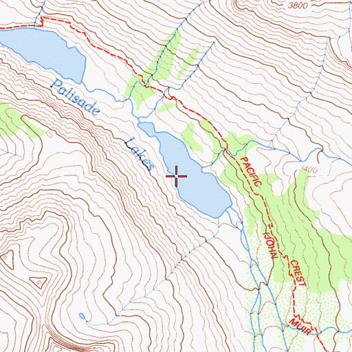 Topographic Map of Palisade Lakes, CA