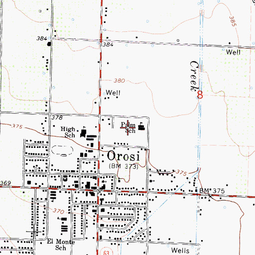 Topographic Map of Palm Elementary School, CA