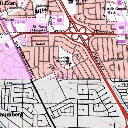 Topographic Map of Palma Ceia Elementary School, CA