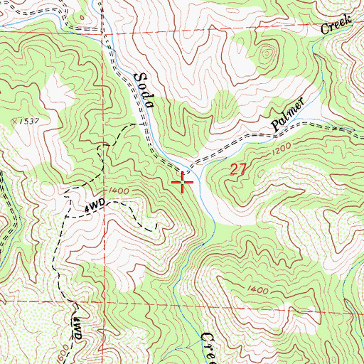 Topographic Map of Palmer Creek, CA