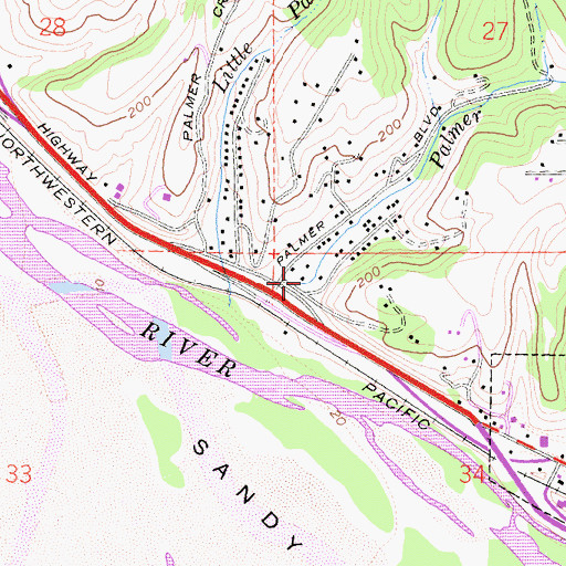 Topographic Map of Palmer Creek, CA